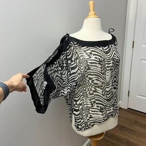 Nordstrom 100% Silk Modern Tie Sleeve Sheer Tunic Top